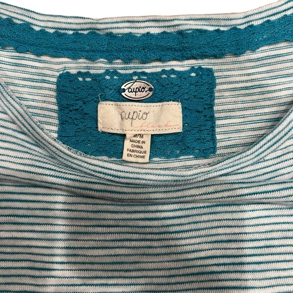 Cupio Women’s Striped Tie Front Short Sleeve T Shirt Size Medium - Picture 6 of 11